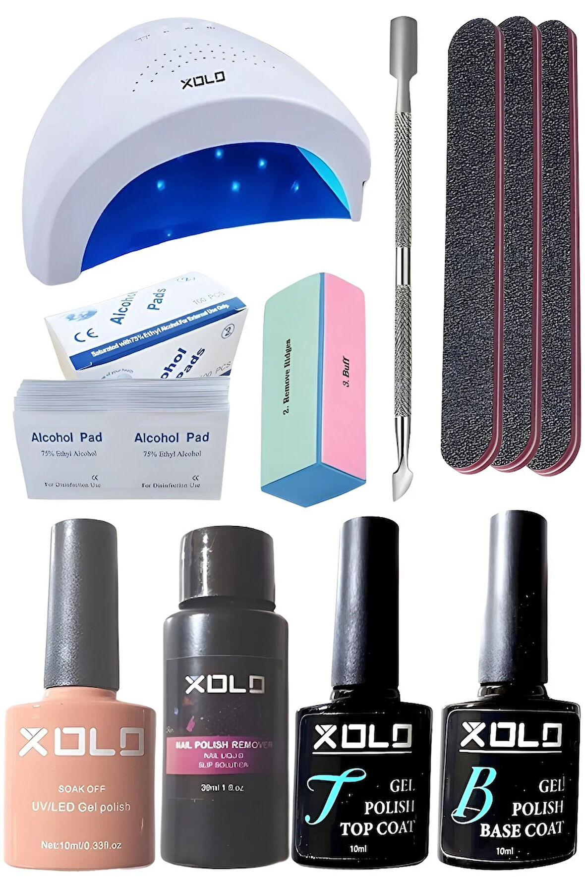 Kalıcı Oje Yapma Seti 20 Parça Nude Serisi Top Base Top Coat Solüsyon Kronk Törpü Uv Led Seti