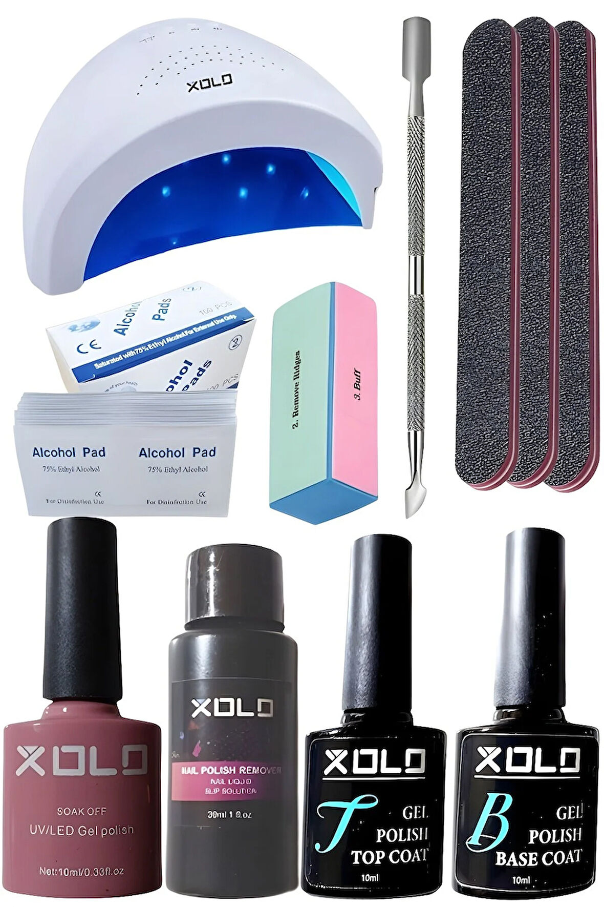 Kalıcı Oje Yapma Seti 20 Parça Nude Serisi Top Base Top Coat Solüsyon Kronk Törpü Uv Led Seti