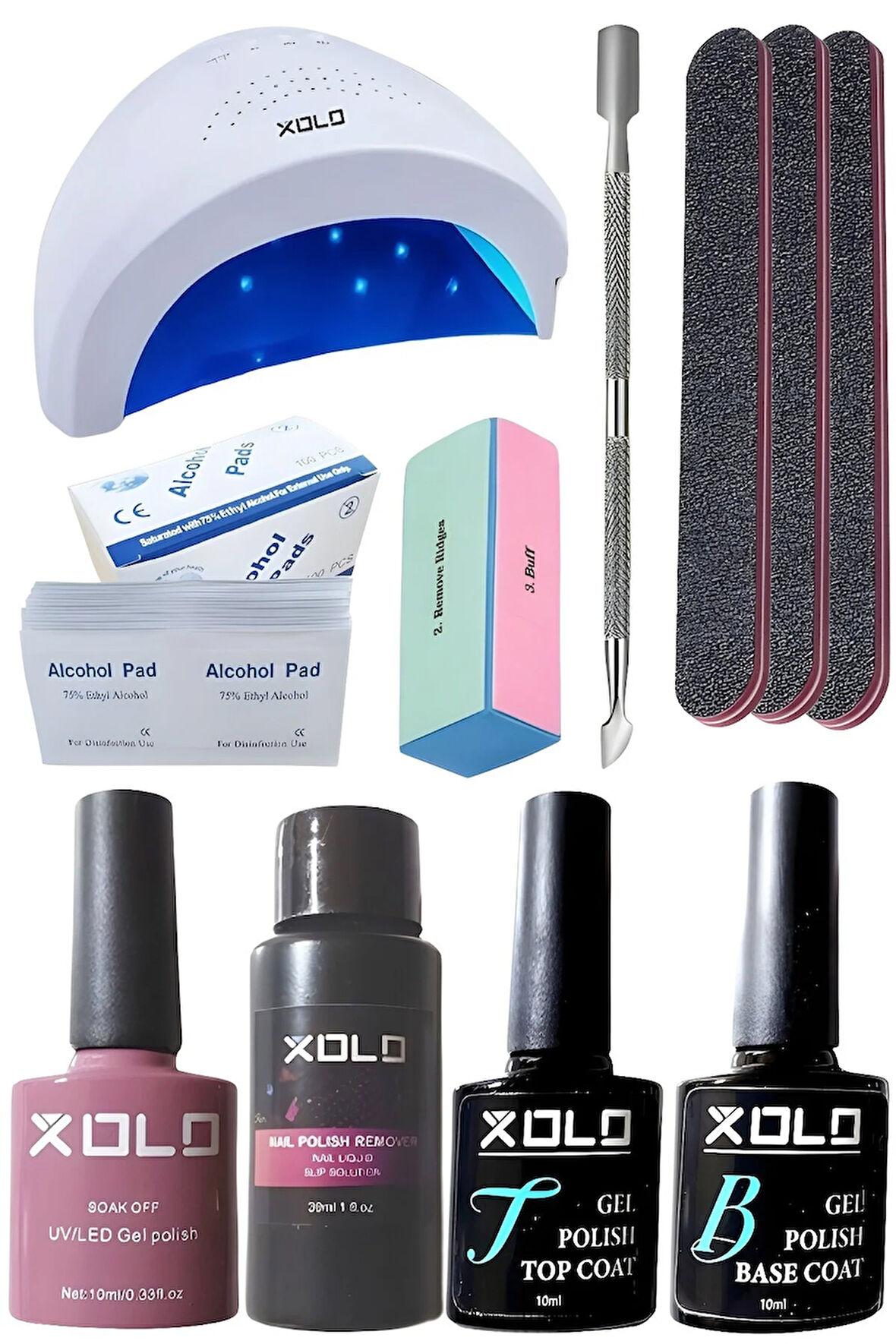Kalıcı Oje Yapma Seti 20 Parça Nude Serisi Top Base Top Coat Solüsyon Kronk Törpü Uv Led Seti