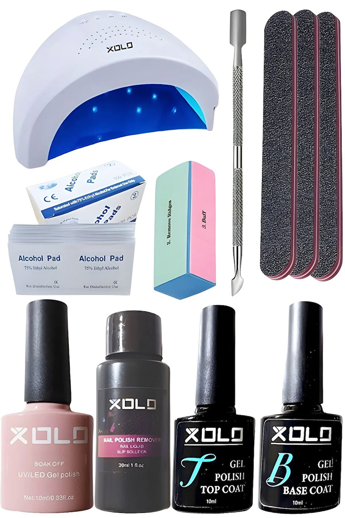 Kalıcı Oje Yapma Seti 20 Parça Nude Serisi Top Base Top Coat Solüsyon Kronk Törpü Uv Led Seti