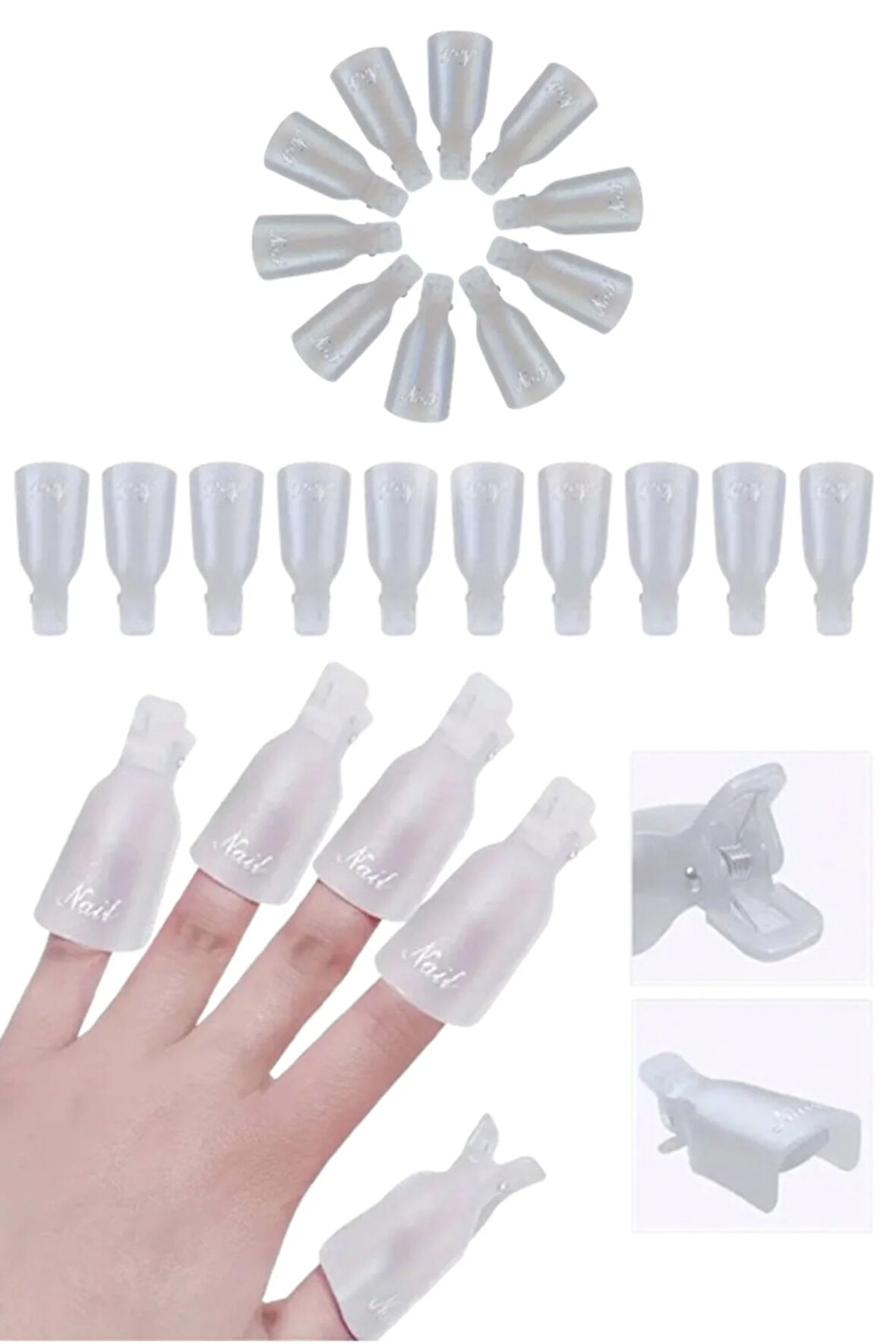 Kalıcı Oje Çıkarma Mandalı Korumalı 10 Adet Şeffaf