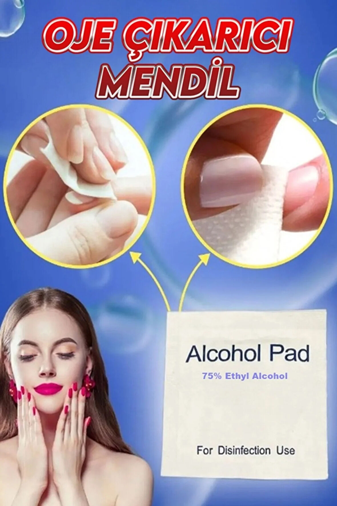 Oje Çıkarıcı Mendil 100 Adet Normal Jel Akrilik Oje Çıkarıcı Ped mendil