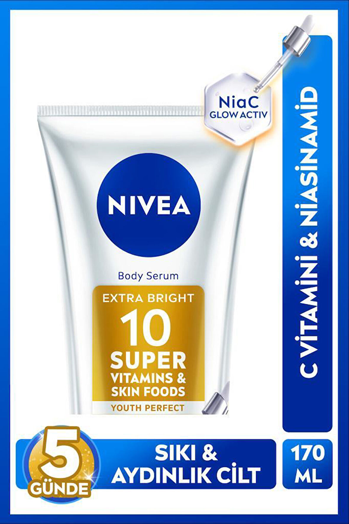 Super10 Serum Etkili Vücut Losyonu SPF15 170 ml,5 Günde Aydınlatıcı,C Vitamini,Niasinamid