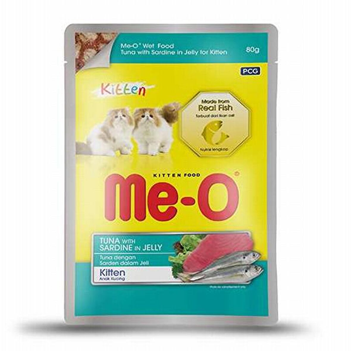 Me-O Jöle İçinde Kitten Ton Balıklı Sardalyalı Kedi Konserve Mama 80 gr