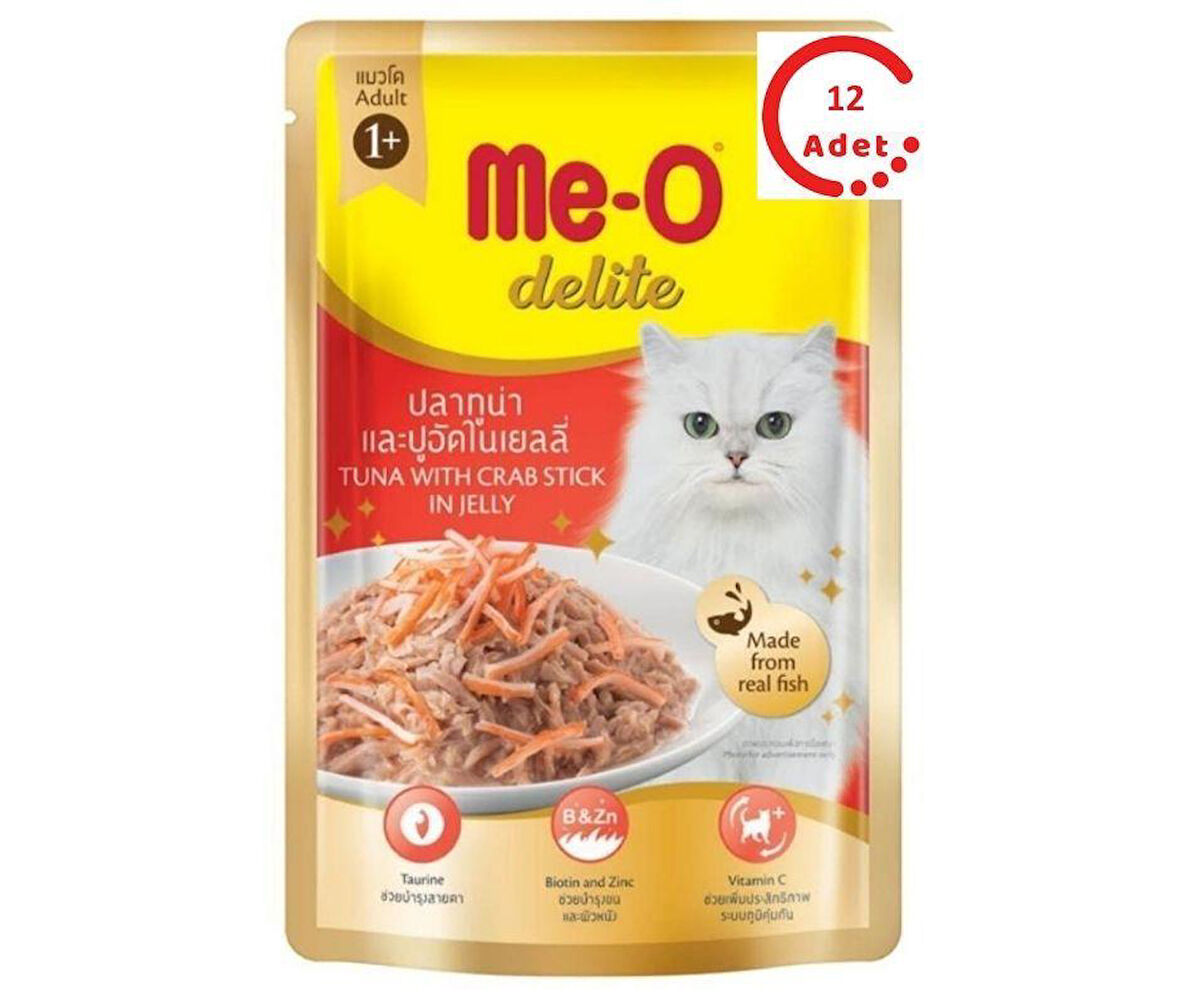 Me-o Delite Ton Balıklı ve Yengeçli Jelly Kedi Yaş Mama 70 Gr x 12 Adet