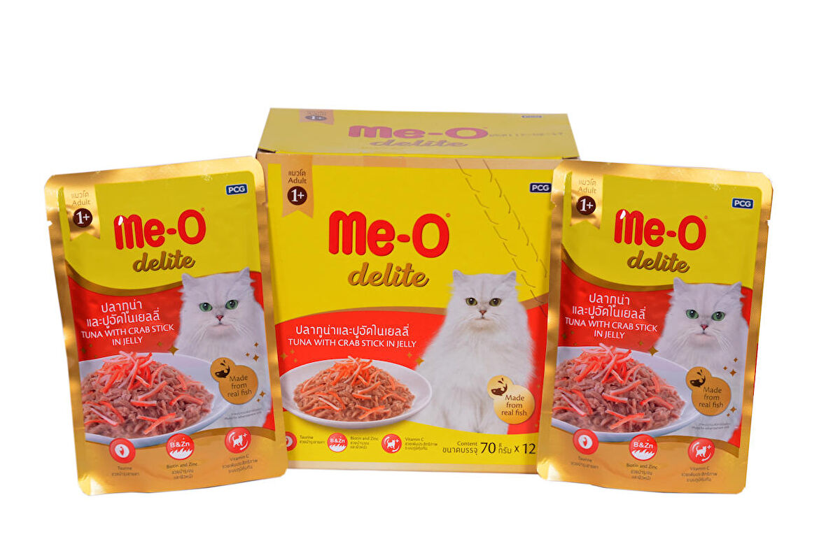 ME-O Delite Tuna with Crab Stick in Jelly Yengeçli Tuna Balıklı 70 gr x 12 adet Kedi Pouch