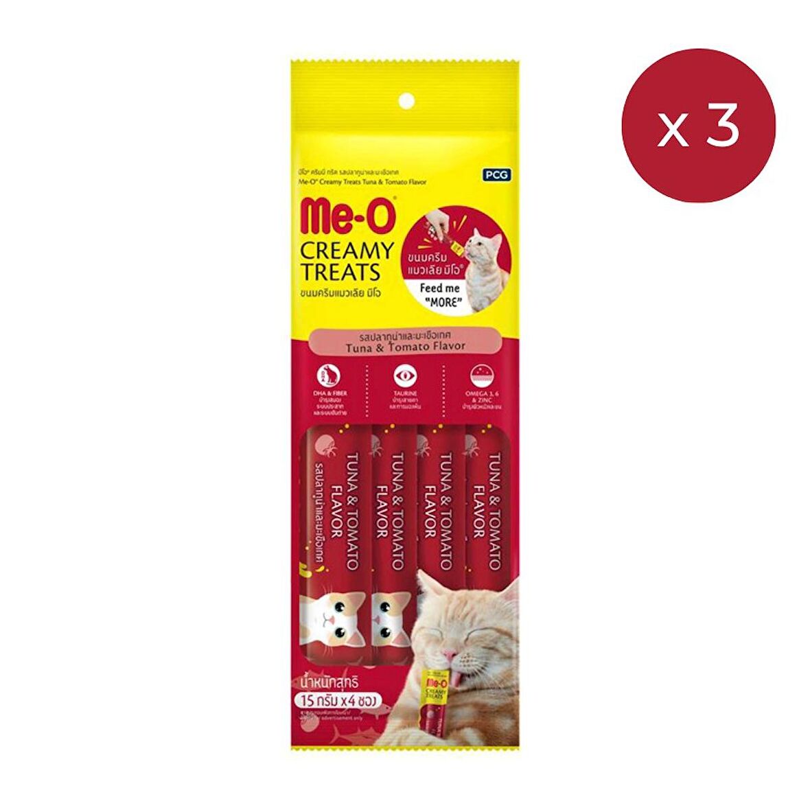 Me-O Creamy Treats Ton Balıklı ve Domatesli Krem Kedi Ödül Maması 4 x 15 g 3'lü Paket