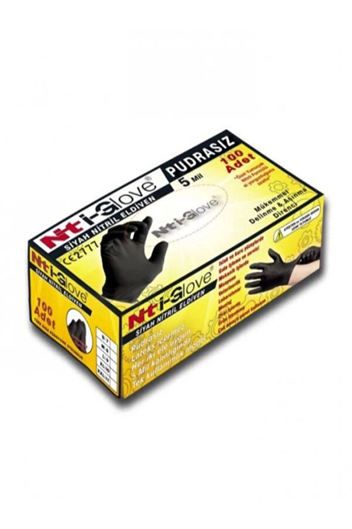 Nt i-Glove Siyah Nitril Eldiven Pudrasız 5 mil XL