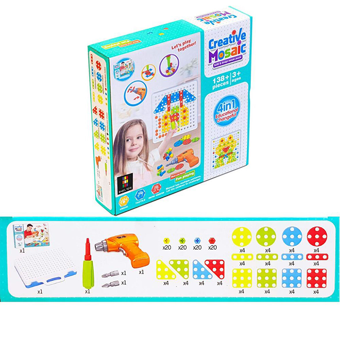 Creative Mozaik Pilli Matkap Seti 138 Parça Puzzle