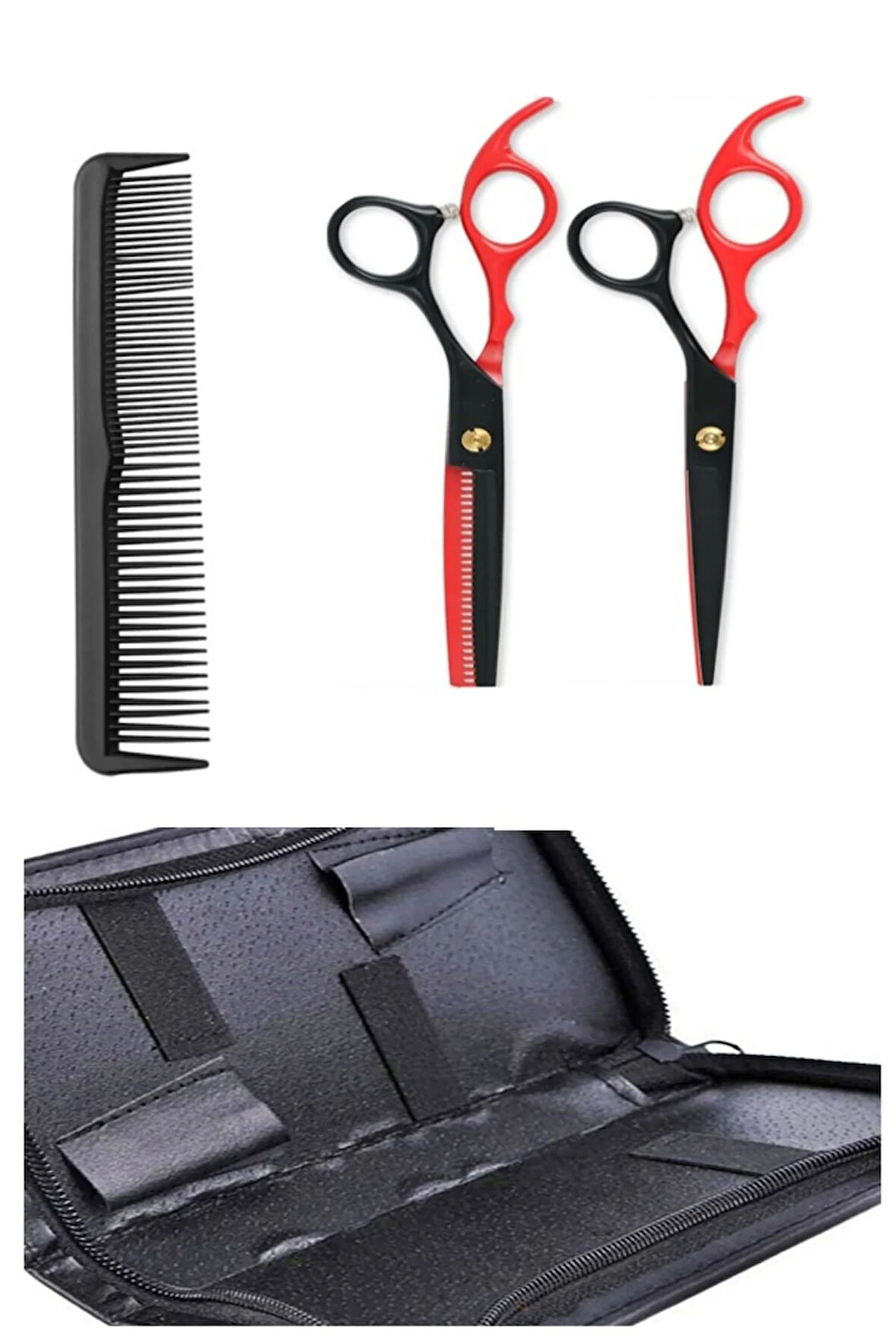 Red Dragon Deri Çantalı Profesyonel 2li Makas Seti Özel Çantalı Taraklı