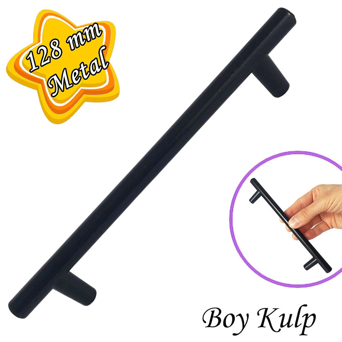 Boy Kulp Mat Siyah 128 mm Kulp Mobilya Mutfak Dolabı Çekmece Dolap Kapak Kulpu Kulbu Metal Kulpları