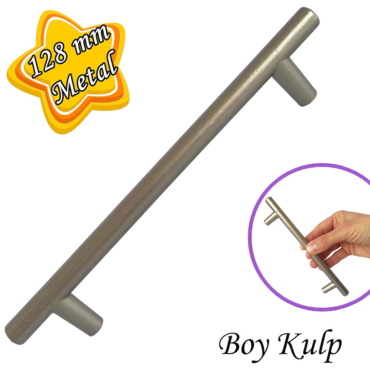 Boy Kulp Saten 128 mm Kulp Mobilya Mutfak Dolabı Çekmece Dolap Kapak Kulpu Kulbu Metal Kulpları