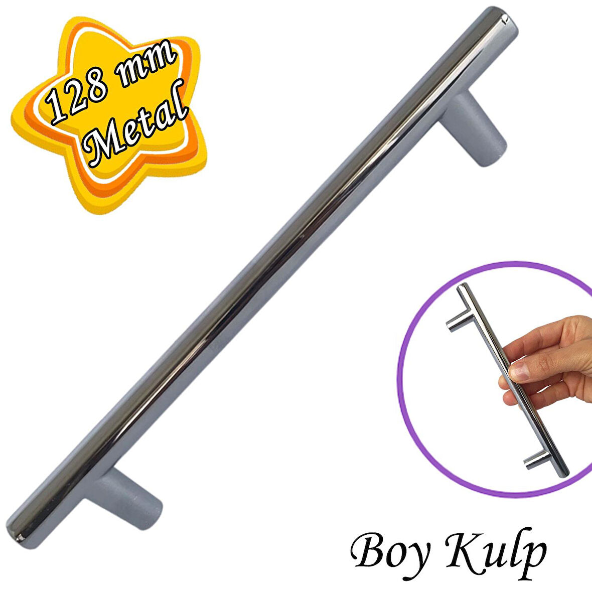 Boy Kulp Krom 128 mm Kulp Mobilya Mutfak Dolabı Çekmece Dolap Kapak Kulpu Kulbu Metal Kulpları