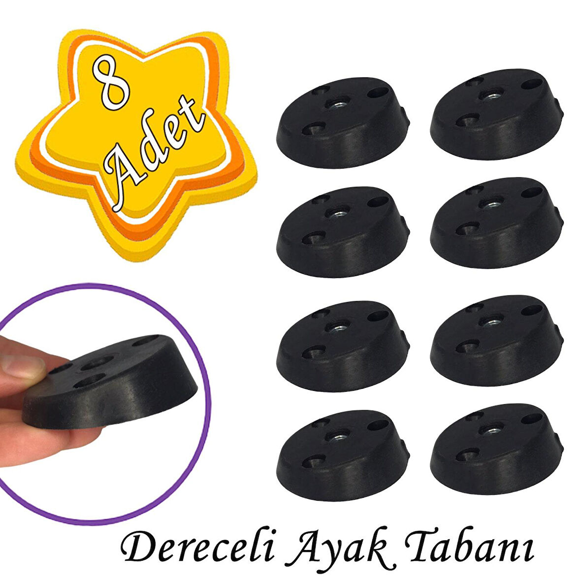 8 Adet Dereceli Ayak Tabanı Siyah Mobilya Masa Sehpa Ayağı Bağlantı Aparatı Açılı  Plastik
