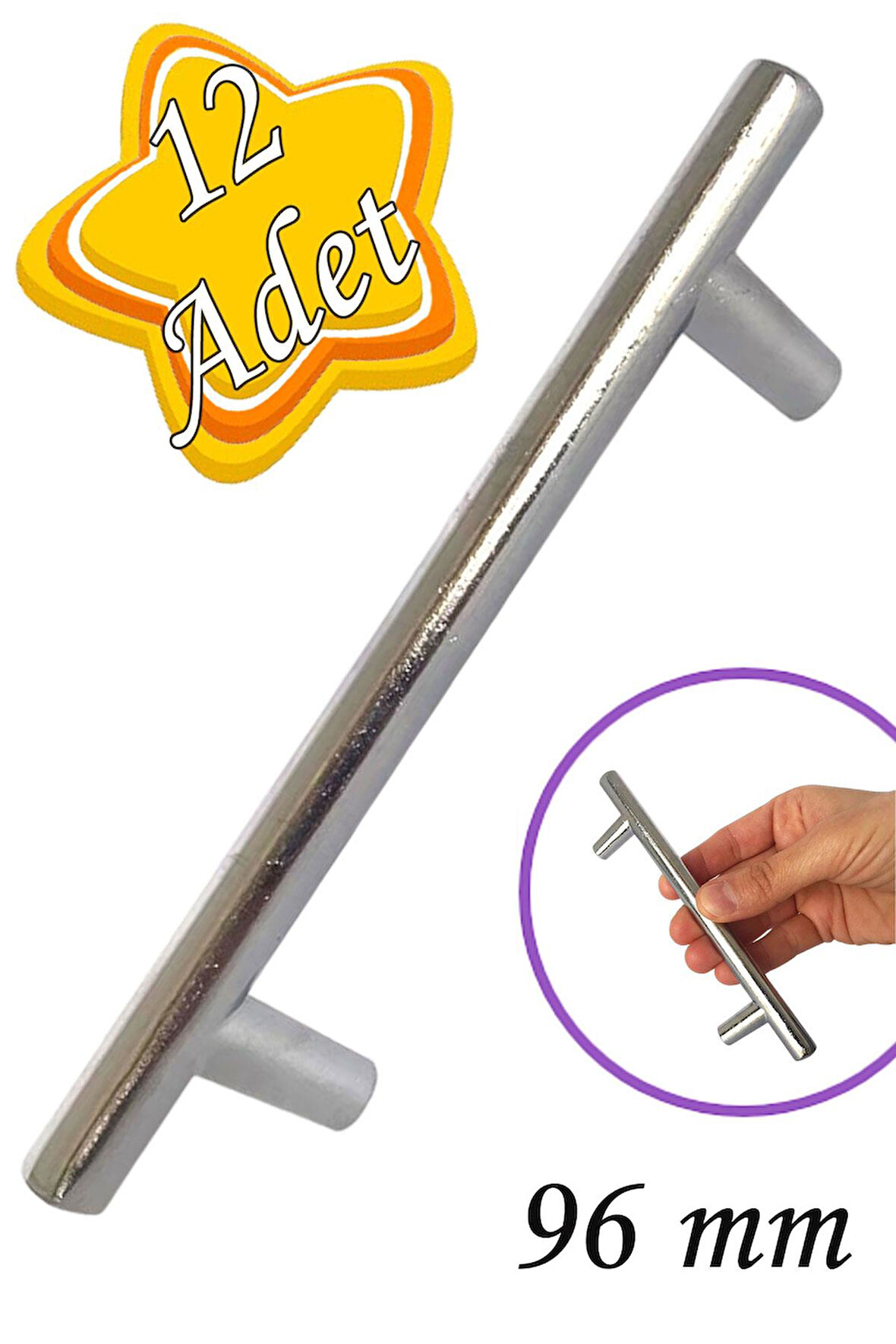 12 Adet Boy Kulp Krom 96 mm Kulp Mobilya Mutfak Dolabı Çekmece Dolap Kapak Kulpu Kulbu Metal Kulpları