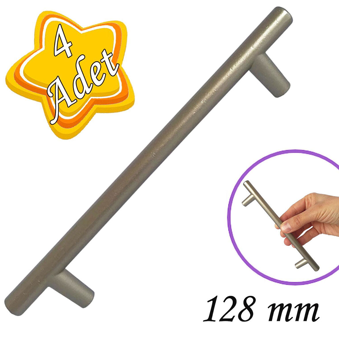 4 Adet Boy Kulp Saten 128 mm Kulp Mobilya Mutfak Dolabı Çekmece Dolap Kapak Kulpu Kulbu Metal Kulpları