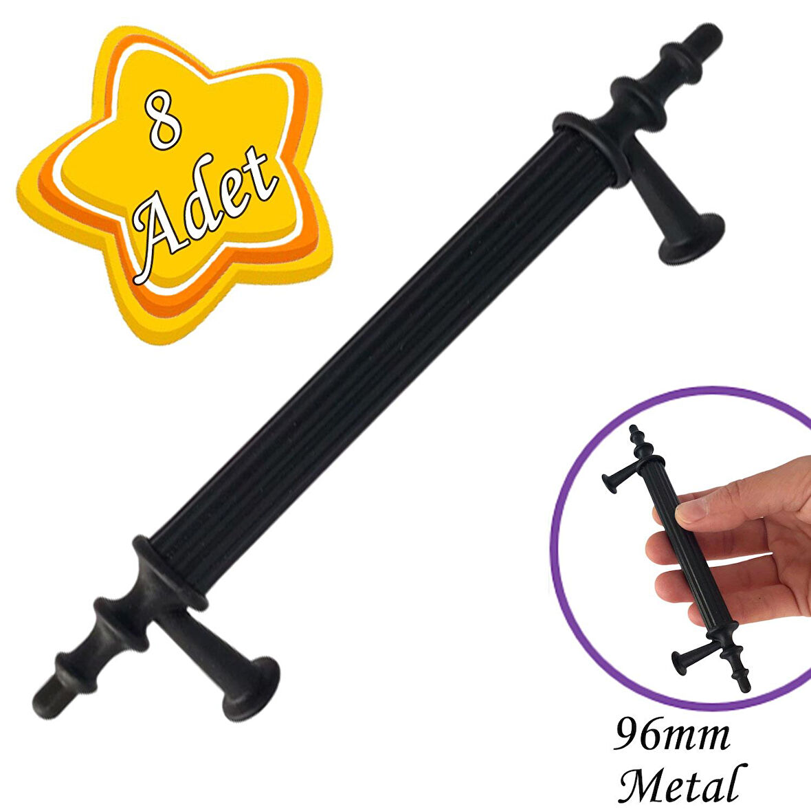 8 Adet Erciyes kulp Siyah 96 mm Kulp Mobilya Mutfak Dolabı Çekmece Dolap Kapak Kulpu Kulbu Metal Kulpları