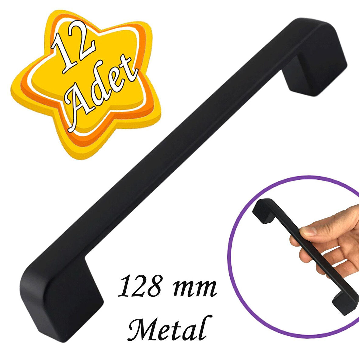 12 Adet Oval Marmara Kulp 128 mm Siyah Mutfak Kulpu Çekmece Dolap Kapak Kulbu Metal  Mobilya Dolabı