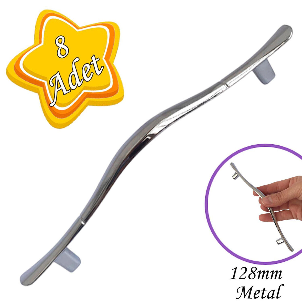 Ördek kulp Krom 128 mm Kulp Mobilya Mutfak Dolabı Çekmece Dolap Kapak Kulpu Kulbu Metal Kulp(8 Adet)