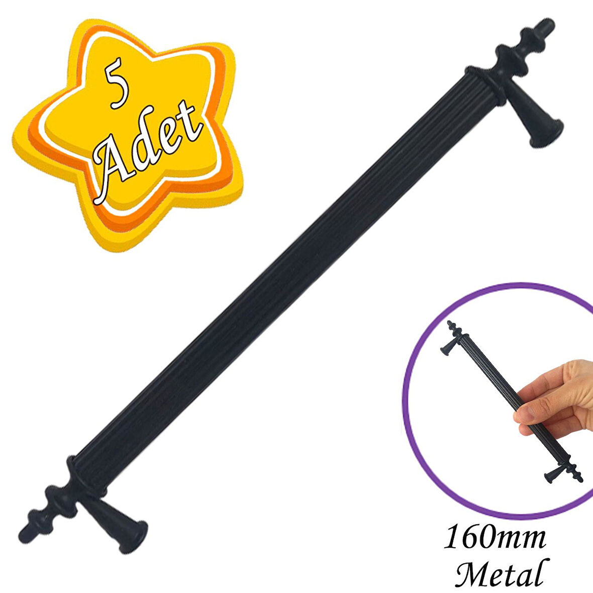 5 Adet Erciyes kulp Siyah 160 mm Kulp Mobilya Mutfak Dolabı Çekmece Dolap Kapak Kulpu Kulbu Metal Kulpları