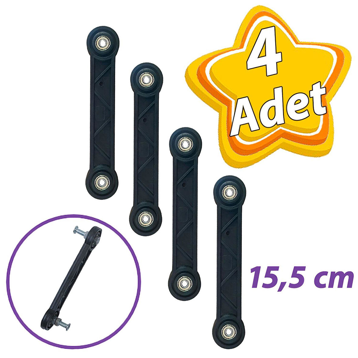 4 Adet Beşik Sallama Aparatı Siyah 15.5 Cm