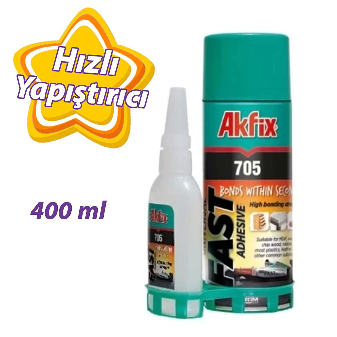 Hızlı Yapıştırıcı Şeffaf Güçlü 400 ml Sprey + 100 gr Yapıştırıcı