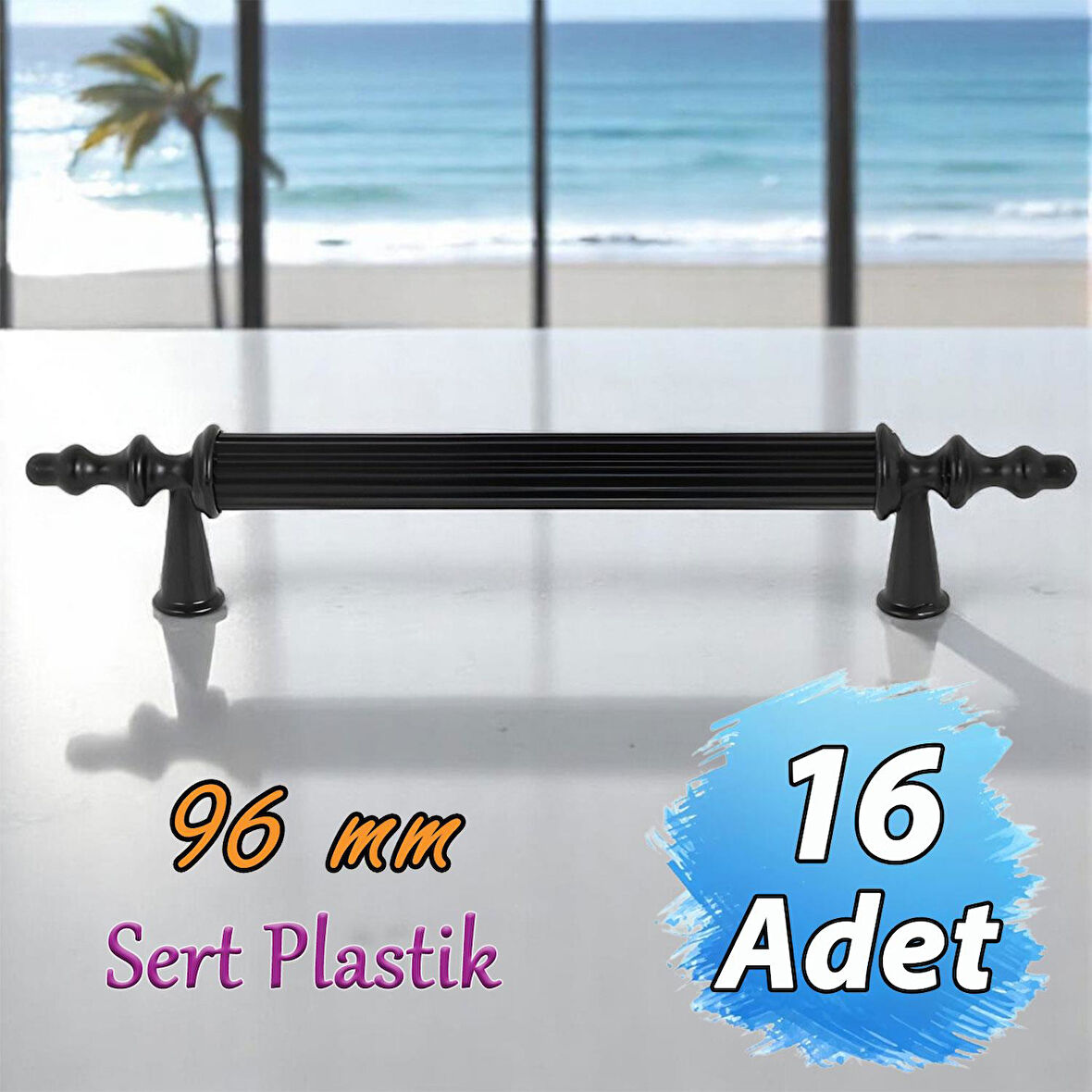 16 Adet Sert Plastik Polavit Siyah 96 Mm  Mobilya Mutfak Çekmece Dolap Dolabı Kulpu Kulbu Kulpları
