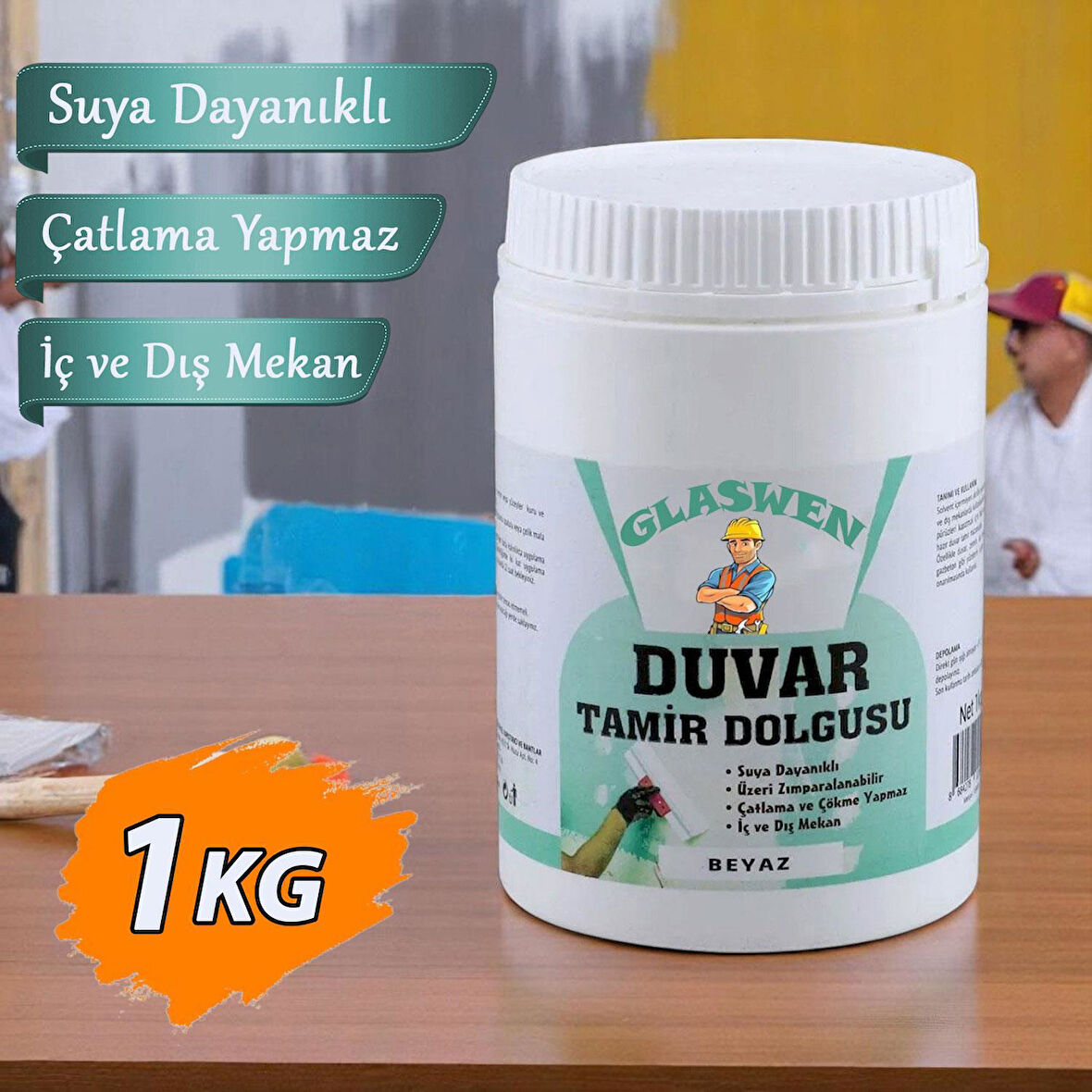 (1 KG) Duvar Tamir Dolgusu  Macunu Zemin Alçı Sıva Çatlak Onarıcı Giderici Derin Boşluk Doldurucu 