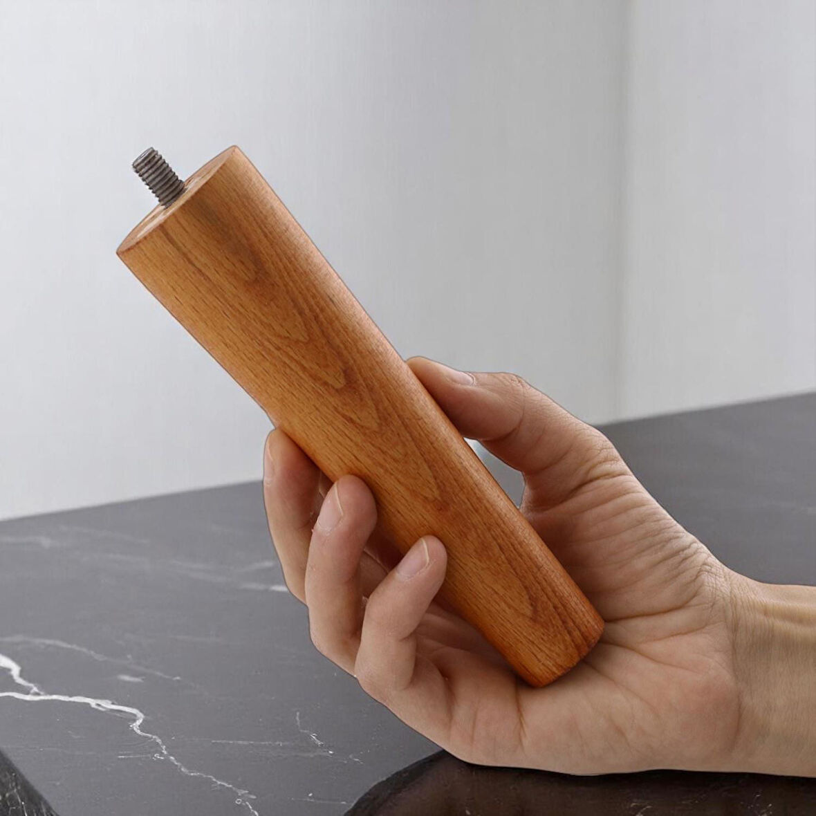 8 Adet Ahşap Ayak 15 Cm Açık Meşe M8 Civatalı Bağlantı Aparatlı Dolap Mobilya Koltuk Kanepe Destek Ayağı Ayakları