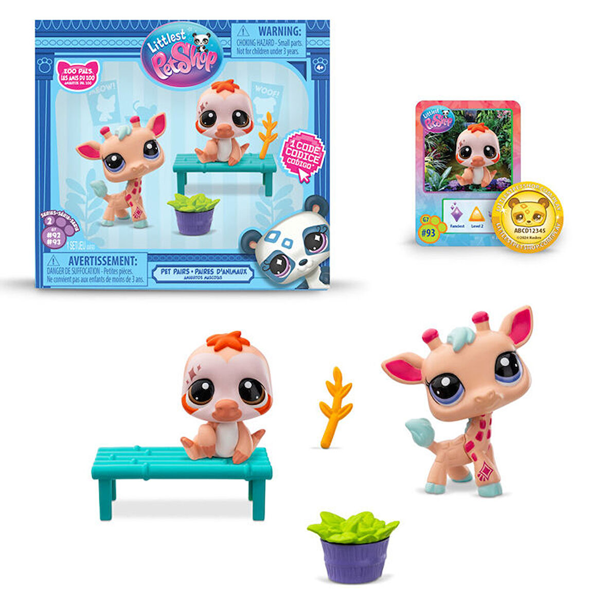 Hasbro Littlest Pet Shop 2'li Paketa 00586 G7#93-G7#92 ZÜRAFA-TEMBEL HAYVAN