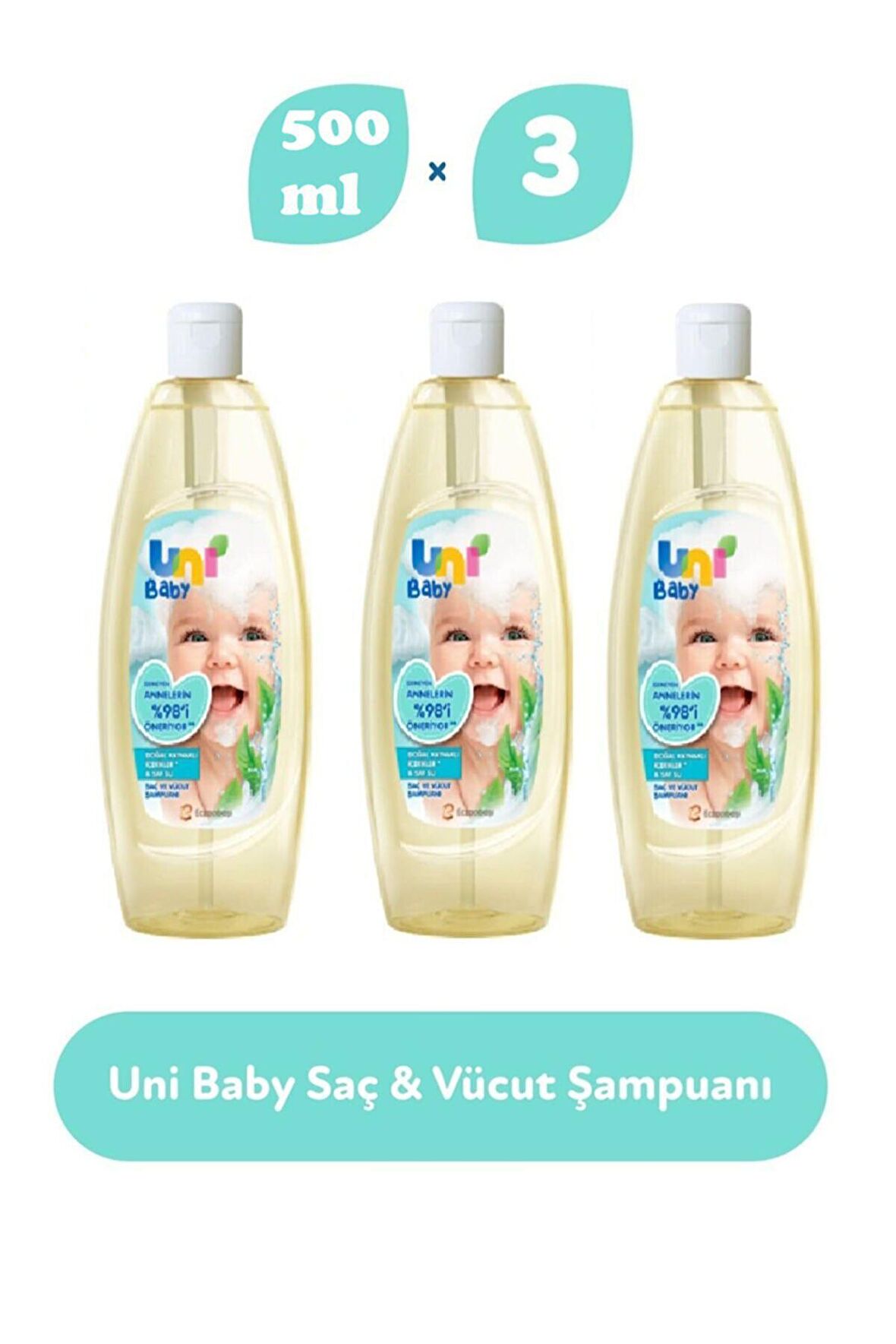 Uni Baby Saç ve Vücut Şampuan 500ml X3 Adet