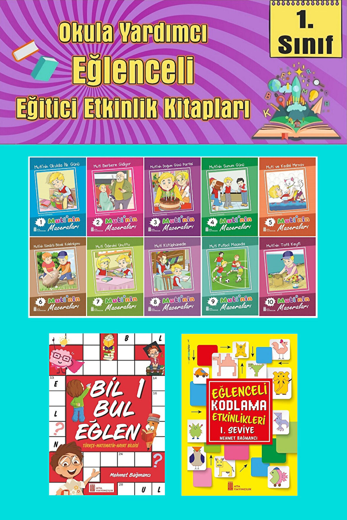 1.Sınıflar İçin Okumayı Sevdiren 10 lu Hikaye Seti -Bil Bul Eğlen-Kodlama 9 (Okulda Evde Tatilde)