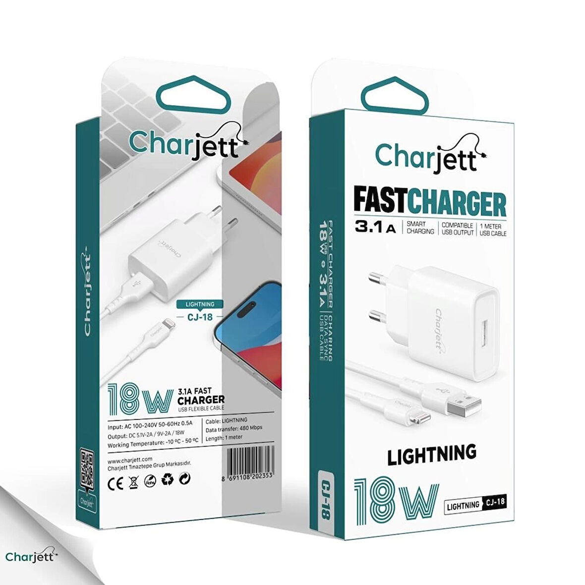 3.1A 18 Watt Süper Hızlı iOS Lightning Giriş Seyahat Şarj Seti