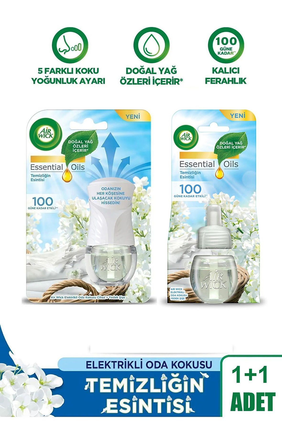 AirWick Elektrikli Oda Kokusu Seti Temziliğin Esintisi (1 Kit 1 Yedek)