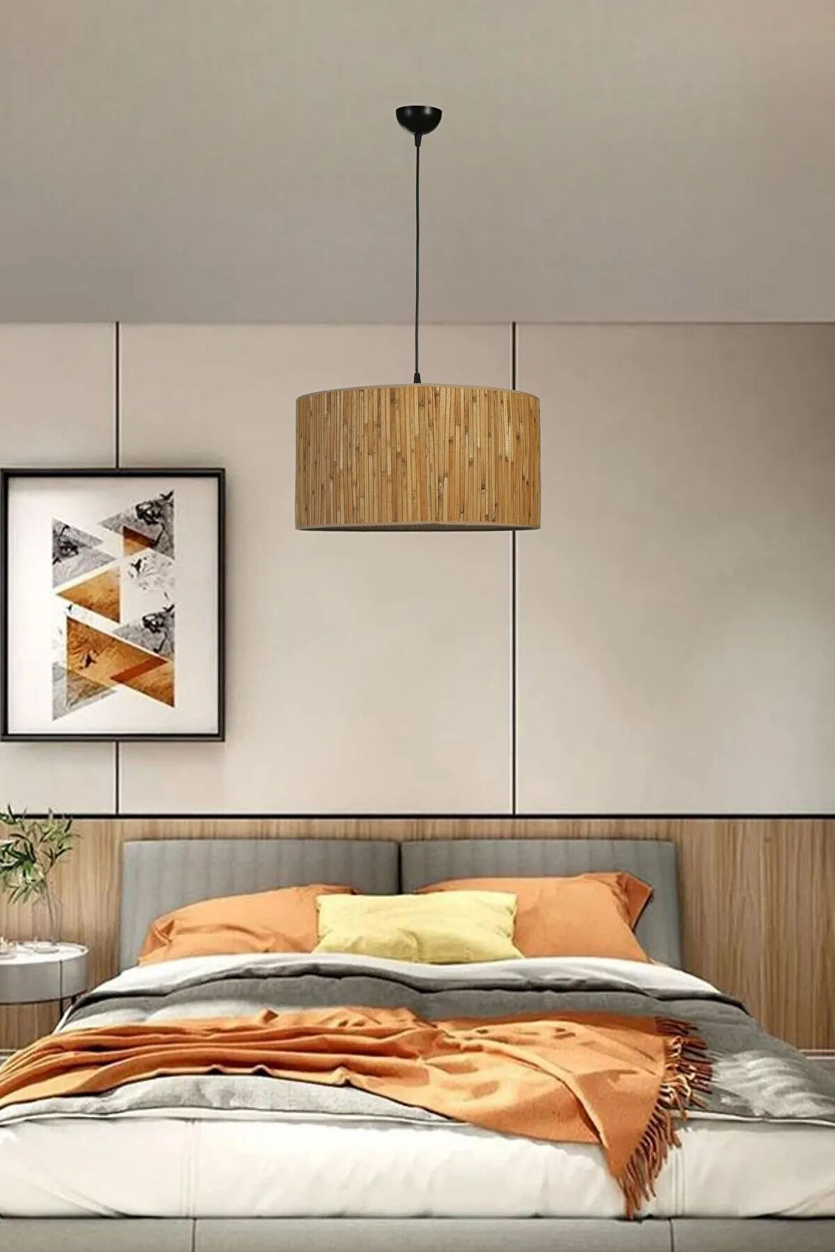 BAMBU 07 ABAJURLU TEKLİ SARKIT AVİZE