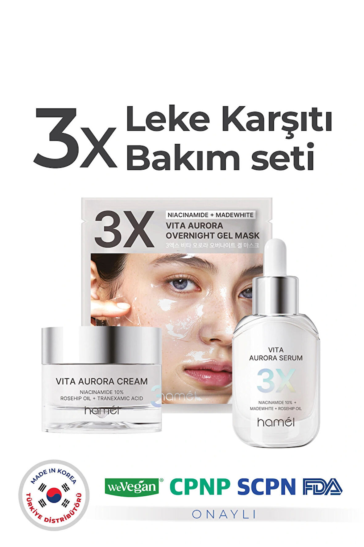 3X Vita Aurora %10 Niacinamide Leke Karşıtı Üçlü Bakım Seti