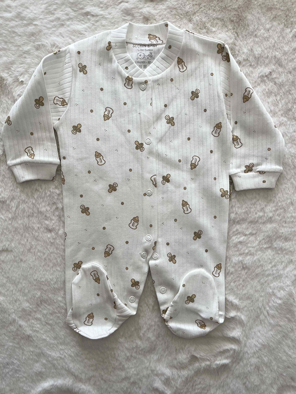 Biberon Patikli Raporlu Düğmeli Tulum