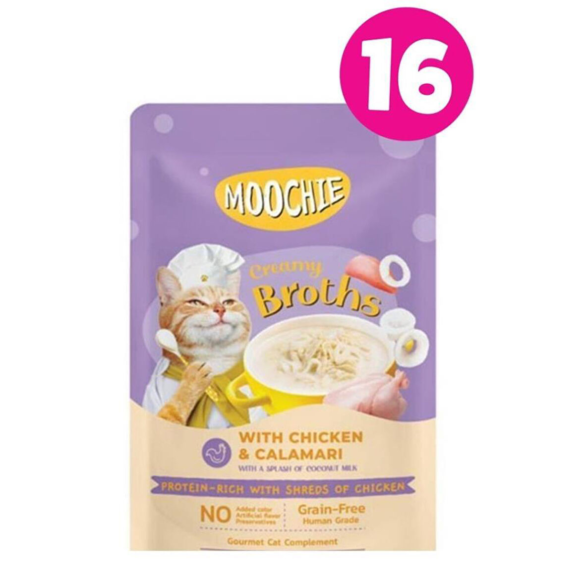 MOOCHIE Tavuklu ve Kalamarlı Kedi Çorbası 40gr X16 ADET