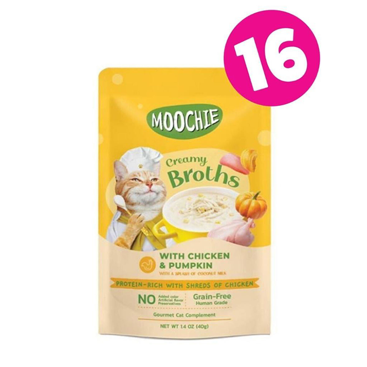 MOOCHIE Tavuklu ve Bal Kabaklı Kedi Çorbası 40gr X 16 ADET