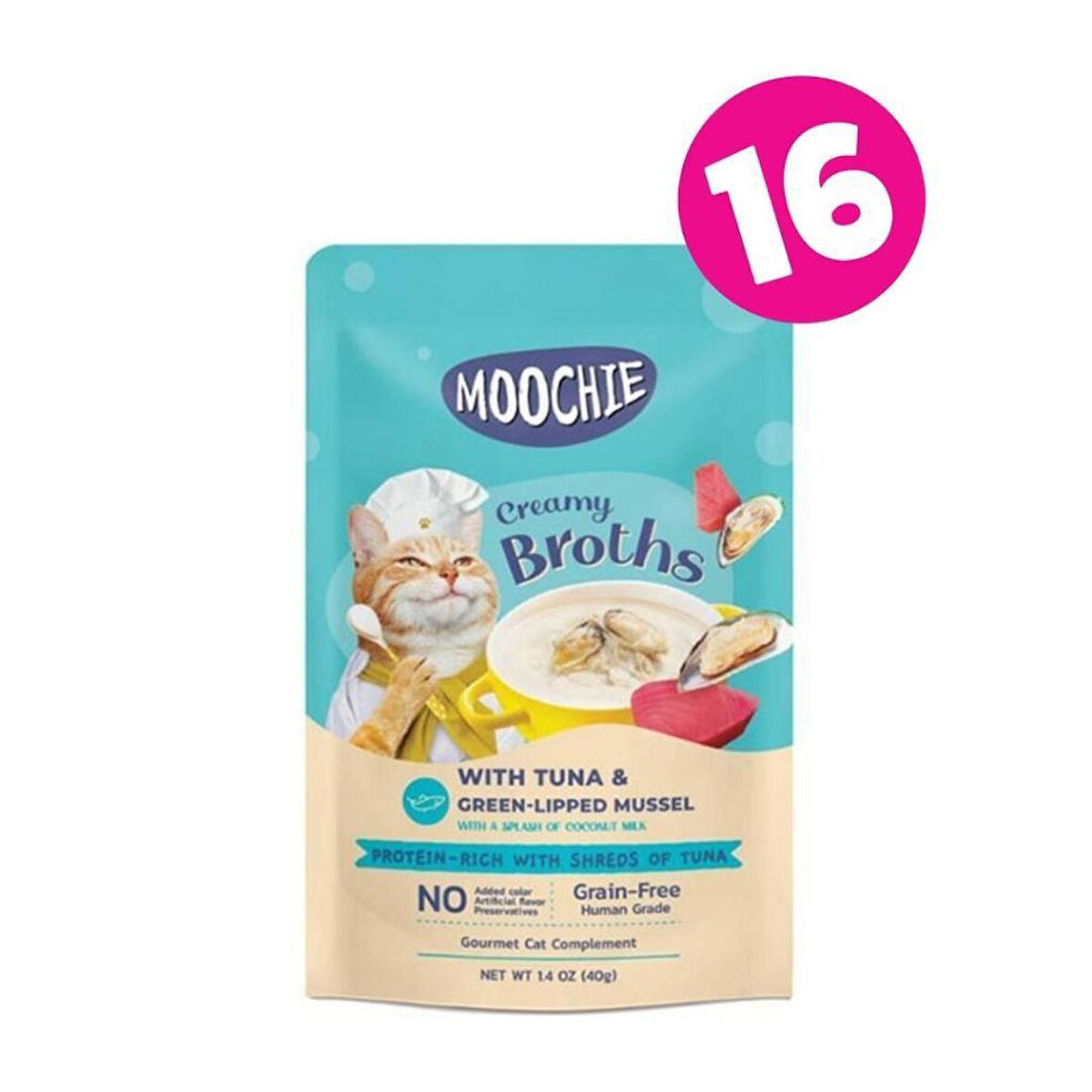 MOOCHIE Ton Balıklı ve Midyeli Kedi Çorbası 40gr X 16 ADET