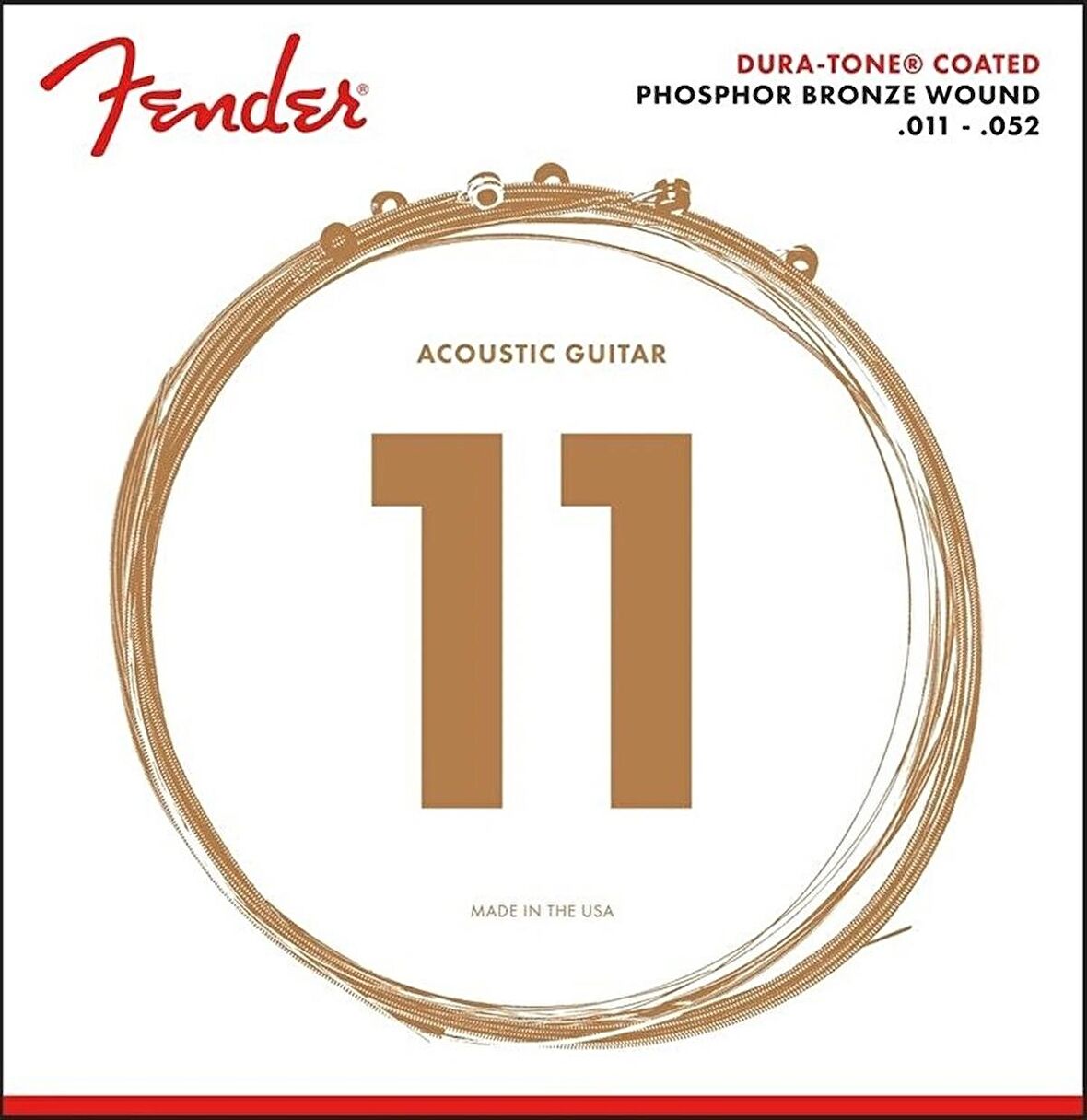 Fender 860CL Dura-Tone Coated Phosphor Bronze Acoustic Guitar Strings Takım Tel Akustik Gitar Teli 011-052