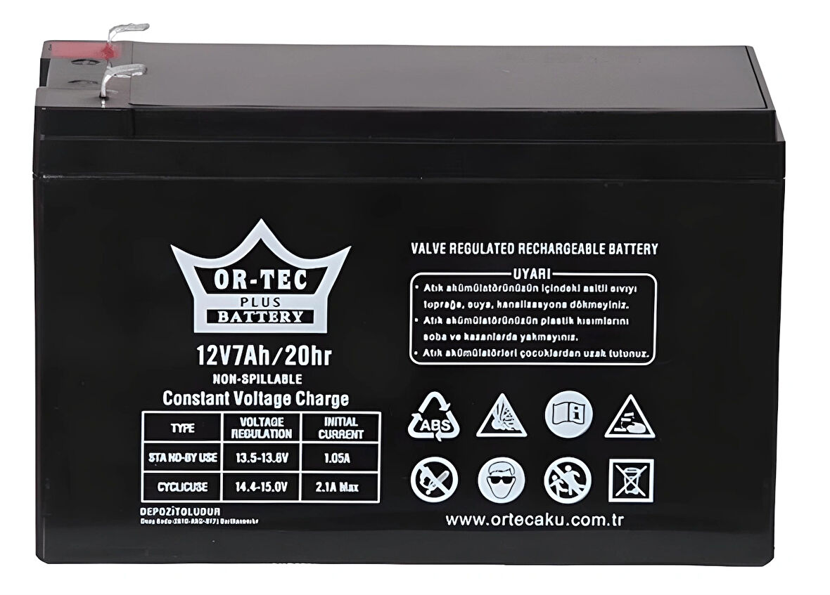 Ortec 12V 7Ah Bakımsız Tip Kuru Alarm Sistem Aküsü