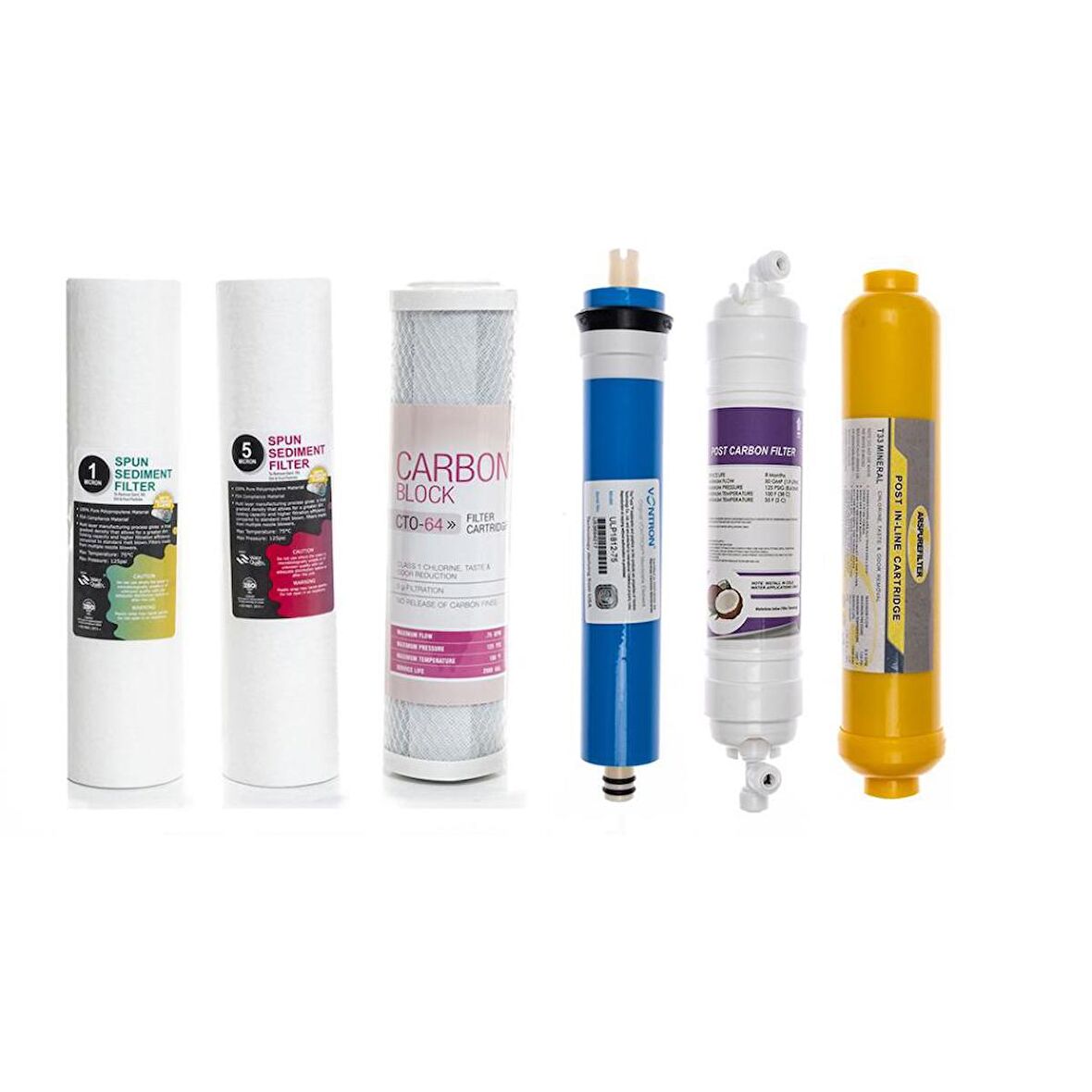 SULOOK AÇIK KASA SU ARITMA CİHAZLARINA UYUMLU 6'LI FİLTRE SETİ VONTRON MEMBRANLI