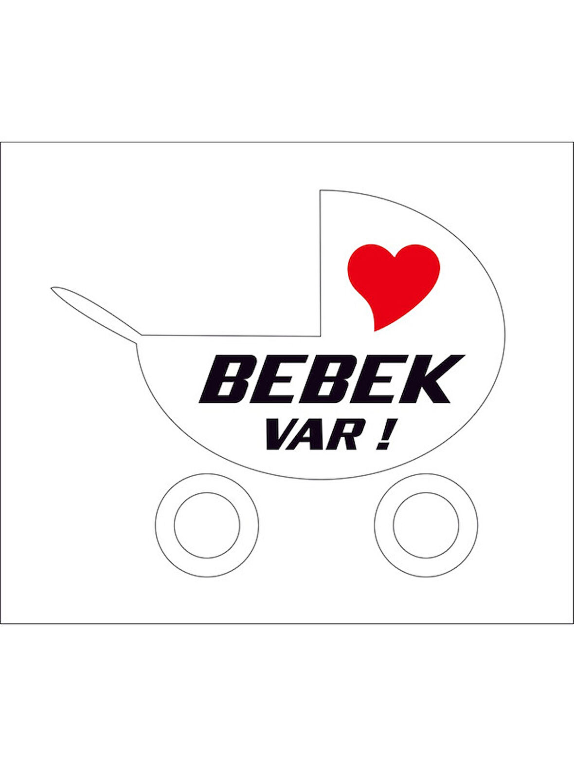Arabada Bebek Var Sticker BEyaz Renk 22CM