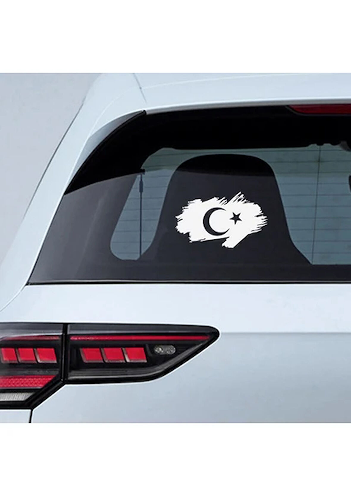 Ay Yıldız Türk Bayrağı Oto Motorsiklet  Araba Sticker Beyaz 18CM