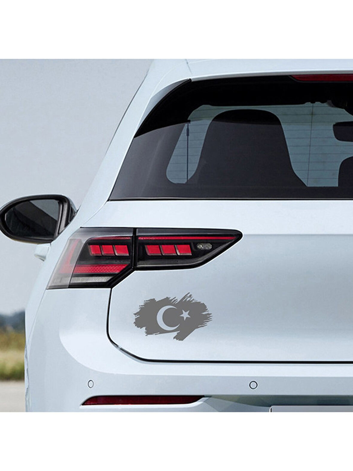 Ay Yıldız Türk Bayrağı Oto Motorsiklet  Araba Sticker Gri 18CM
