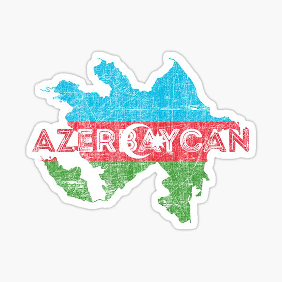 Azerbaycan Harita Şekli ve Bayrak Çıkartması Araba Oto Sticker 18CM