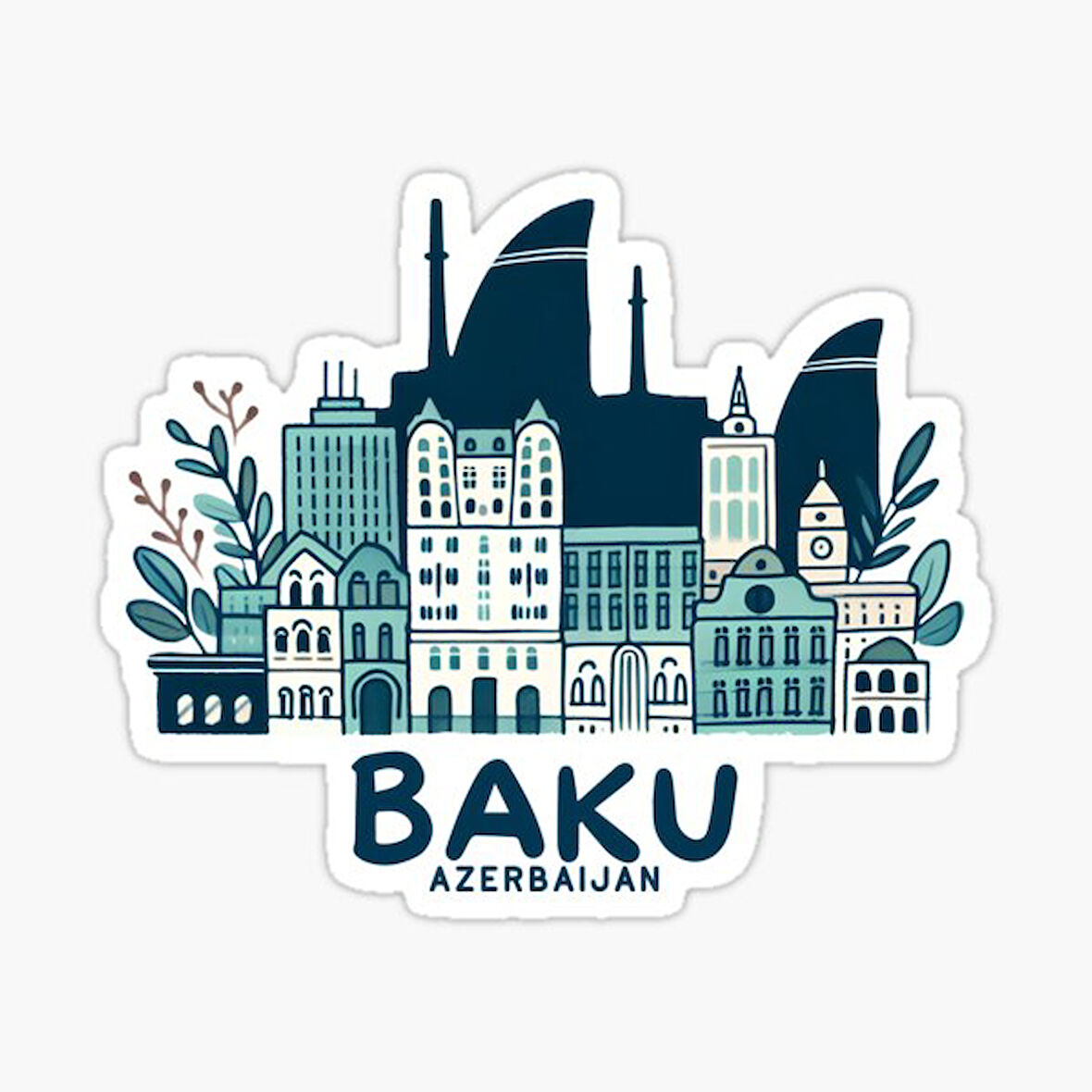Baku Azerbaijan Sticker Araba Oto Sticker Etiket 19CM