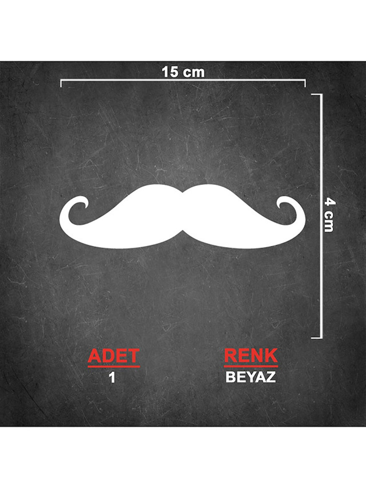 Bıyık Araba Oto Sticker 15 CM 2 Adet Beyaz Renk