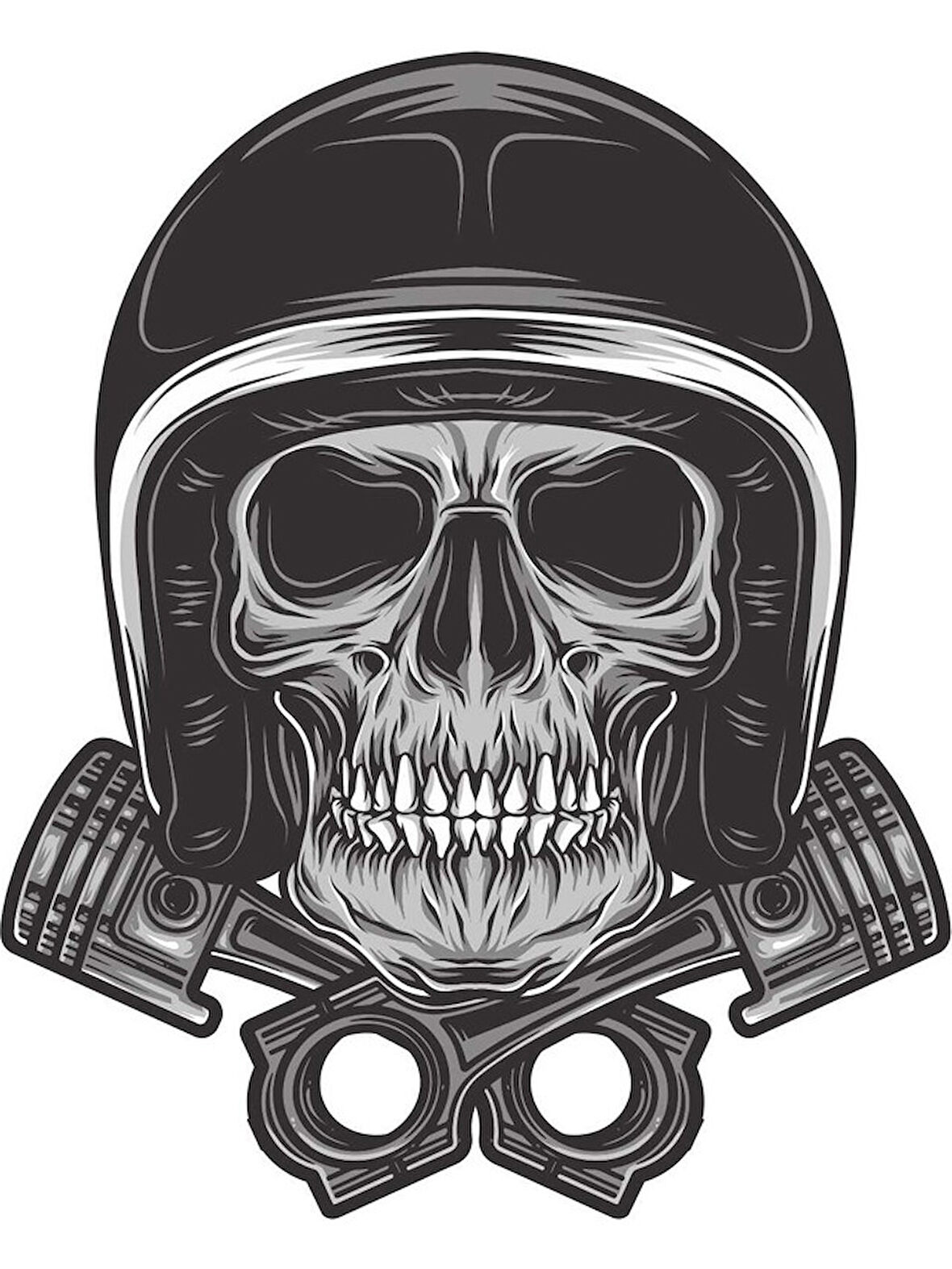 Motorcu Motor Araba Kurukafa Sticker 19CM